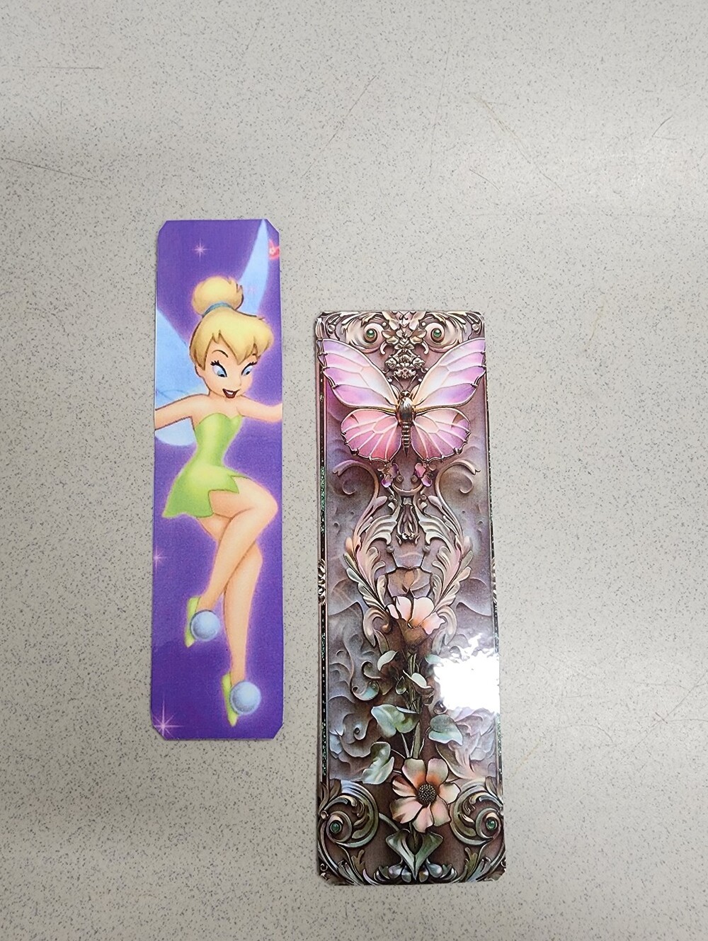 Pink Butterfly And Tinkerbell Floral  Bookmark